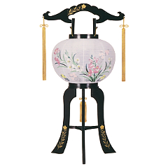 盆提灯: 桔梗蒔絵10号絵入廻転（プラスチック製・電気コード式）