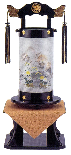 回忌灯 本黒塗二重張り(晩秋)台付