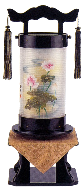 回忌灯 本黒塗二重張り(蓮)台付