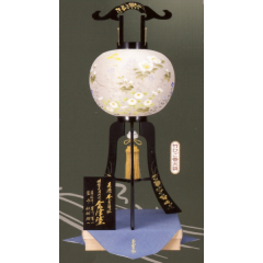 盆提灯: 会津塗14号本金蒔絵絹二重絵入（木製・電気コード式）