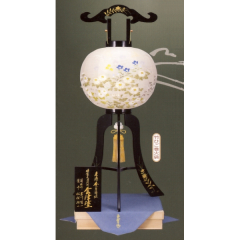 盆提灯: 会津塗15号本金蒔絵絹二重絵入（木製・電気コード式）