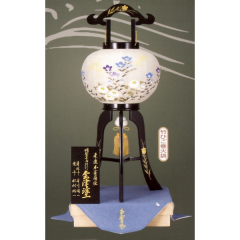 盆提灯: 会津塗10号本金蒔絵絹二重絵入（木製・電気コード式）
