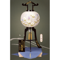 盆提灯: 会津塗11号本金蒔絵絹二重絵入（木製・電気コード式）