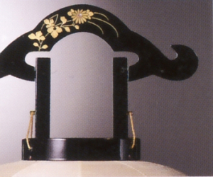 会津塗盆付大11号本金蒔絵絹二重絵入（木製・電気コード式）