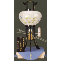 盆提灯: 会津塗10号本金蒔絵絹二重絵入（木製・電気コード式）
