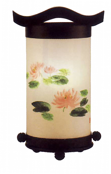 回忌灯　手描き絵　10号　睡蓮（電池式・LED仕様）