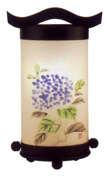 回忌灯　手描き絵　10号　紫陽花（電池式・LED仕様）