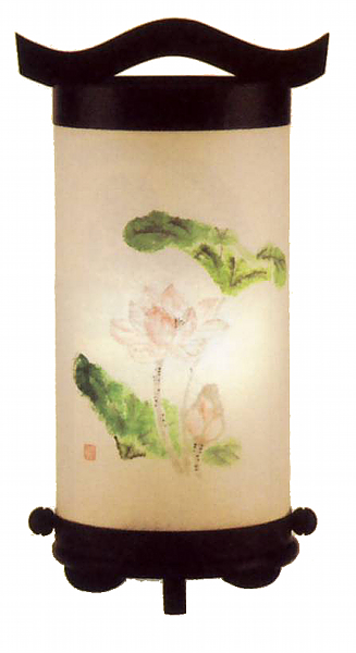 回忌灯　手描き絵　20号　蓮（電池式・LED仕様）