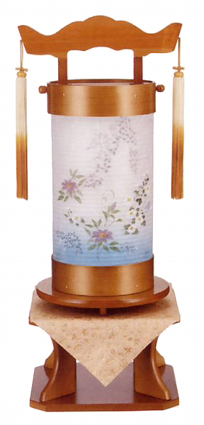 回忌灯　ひのき　二重張り＜鉄泉に萩＞（電気コード式）