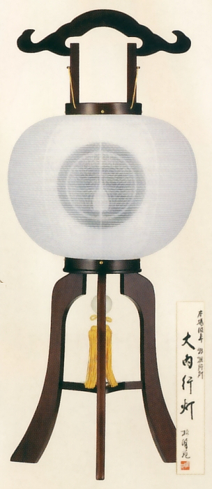 黒檀調 家紋絹二重(10号H)(木製・電気コード式)【家紋代込】