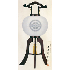 盆提灯: 紫檀調　家紋絹二重（10号H）（木製・電気コード式）【家紋代込】