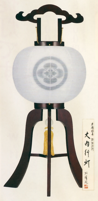 紫檀調 家紋絹二重(10号H)(木製・電気コード式)【家紋代込】