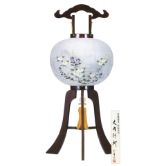 盆提灯: 黒檀調　錦　木製絹二重（木製・電気コード式）