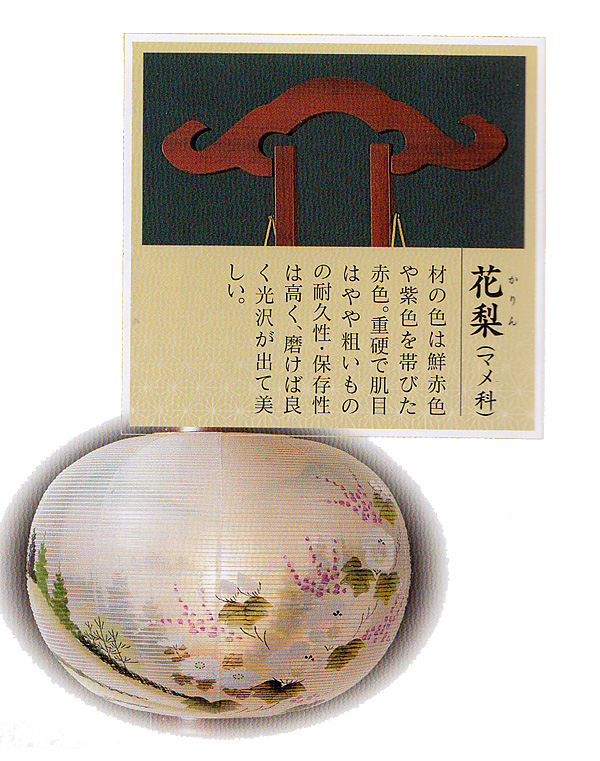 銘木花梨絹二重絵入桐箱入