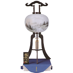 盆提灯: 銘木鉄刀木絹二重絵入桐箱入