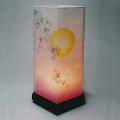 盆提灯: 現代灯 菱型 桜・月 電気コード式