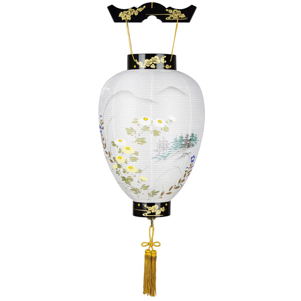 御所提灯 別選 蒔絵絵入 プラスチック製 電池式（コードレス：LED仕様）