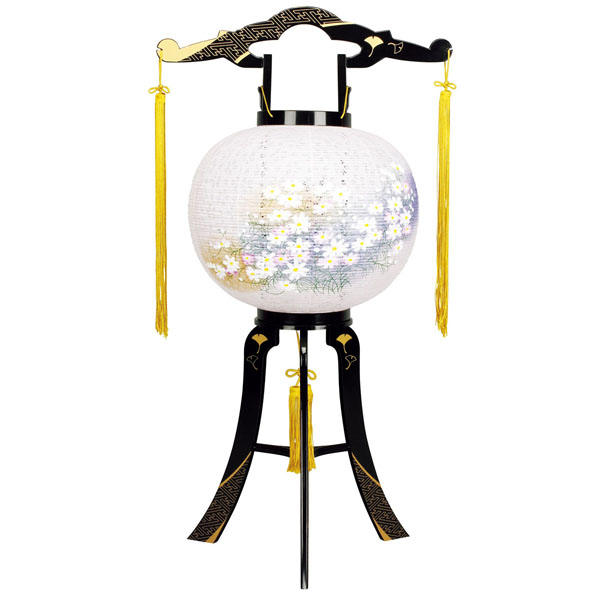 あかり 綾型蒔絵 絵入 火袋レース仕様 プラスチック製 電気コード式