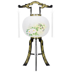 盆提灯: あかり 蒔絵 絵入 電気コード式 プラスチック製 回転筒付