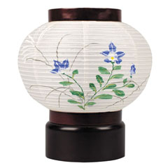 盆提灯: 花しおり シンシア 絹 絵入 木製 電池式（コードレス：LED仕様） 【組立不要】