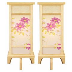 上変形灯 白樹鉄仙 (一対入り) 木製 電気コード式