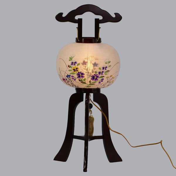 山登　 盆提灯　マグネット式 麻生行灯 絹二重 サクラ色塗　詳細画像