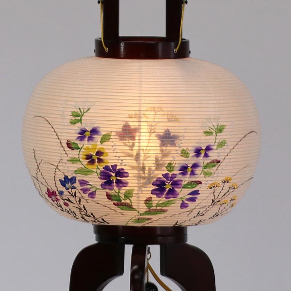 山登　 盆提灯　マグネット式 麻生行灯 絹二重 サクラ色塗　詳細画像