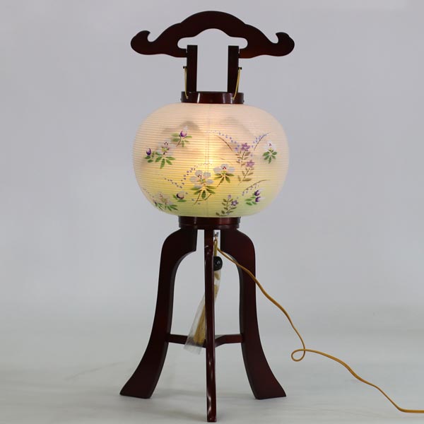 山登盆提灯マグネット式 三雲行灯 絹二重 サクラ色塗 電気コード式 木製　詳細画像