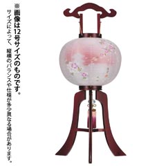 盆提灯: 桜 絹二重 京城 桜 木製 電気コード式