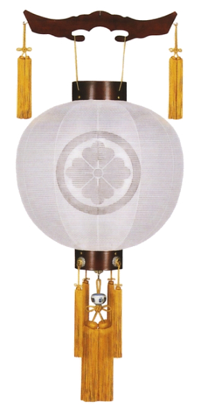 銘木御殿丸桜絹無地風鎮付（電池式・LED仕様）【家紋代込】