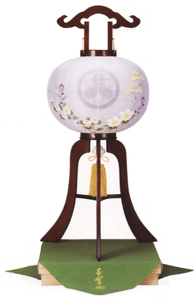銘木大絹二重描き絵桐箱入（電気コード式）【家紋代込】