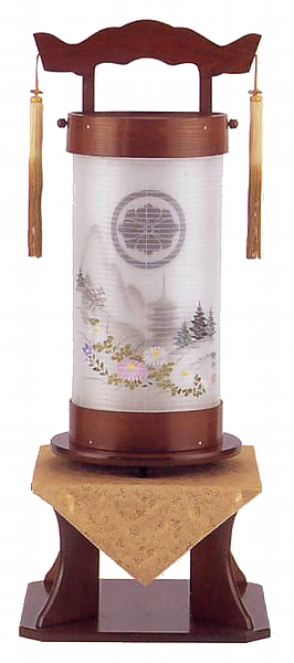 回忌灯　欅　二重張り＜五重の塔＞（電気コード式）【家紋代込】