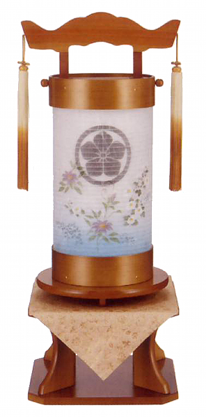 回忌灯　ひのき　二重張り＜鉄泉＞（電気コード式）【家紋代込】