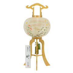 佑季監修 竹 竹ひご巻火袋 絹二重 絵入 佑季監修 木製 電気コード式