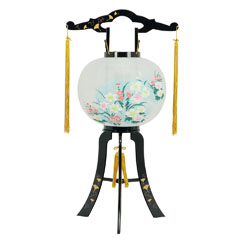 盆提灯: あかり 銀杏蒔絵 絵入 電気コード式 プラスチック製 回転筒付
