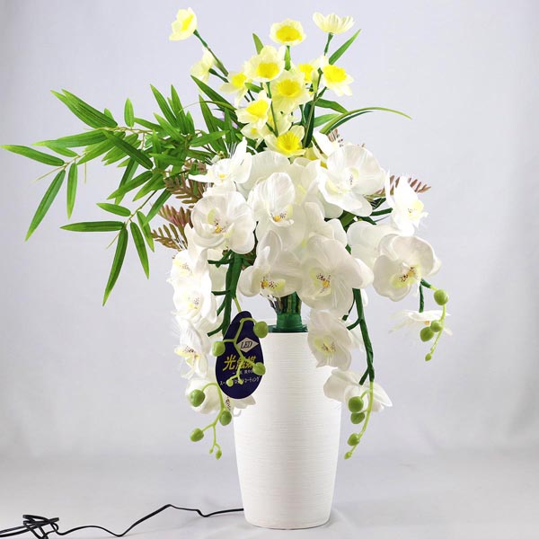 ルミナス 胡蝶蘭 雅 光触媒 陶器製花瓶 電気コード式（LED仕様）