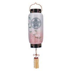 盆提灯: 門提灯 桜 絹二重 電池式（コードレス：LED仕様） 木製【家紋入代込】