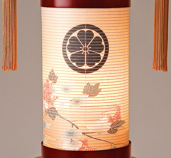 美山　 盆提灯　煌 桜調 絹二重 蔦柄 小足 桜調 飾り台付き　詳細画像