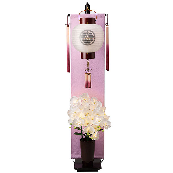 九寸丸 桜調 無地 絹二重 らんのあかり 金襴/紫背景 スタンド付き 電池式（コードレス：LED仕様
