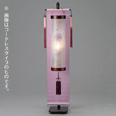 6番住吉 桜調 桜柄 絹二重 金襴/紫背景 スタンド付き 電気コード式 【家紋入代込】