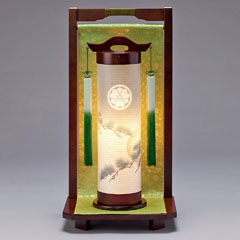 松に月柄 金襴 緑 電気コード式 【家紋入代込】