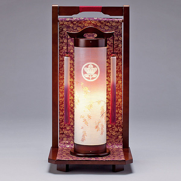 しだれ桜柄 金襴 紫 電気コード式 【家紋入代込】