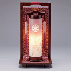 しだれ桜柄 金襴 紫 電気コード式 【家紋入代込】