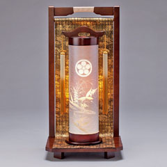 秋草柄 金襴 黒 電気コード式 【家紋入代込】