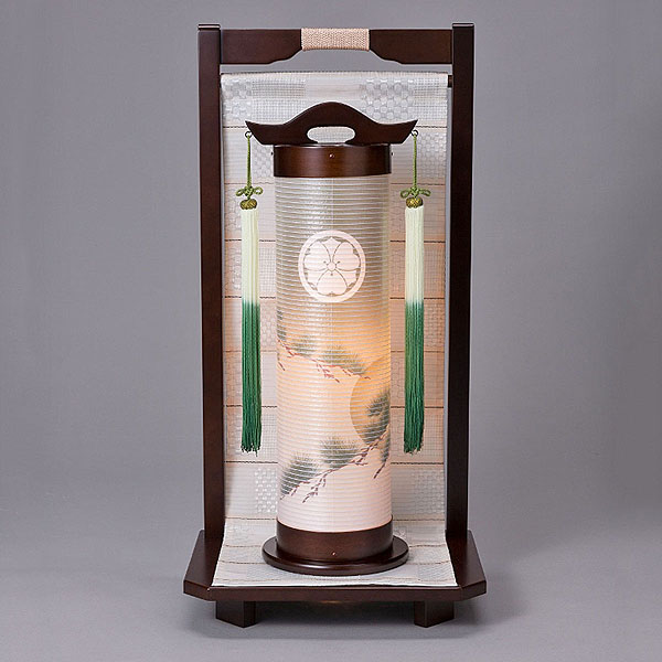 松に月柄 市松 萌黄 電気コード式 【家紋入代込】