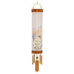 盆提灯: 住吉 萩の香 絹二重 絵入 木製 電気コード式