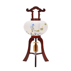 盆提灯: 美吉野 絵入 木製 電気コード式