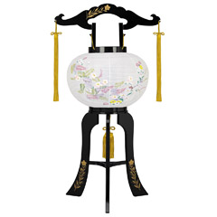 盆提灯: 廻転灯 あかり 桔梗 蒔絵 絵入 電気コード式 プラスチック製 回転筒付