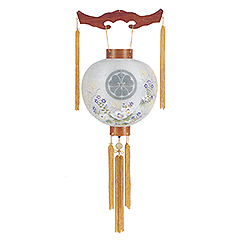 盆提灯: 御殿丸 芙蓉 木製 電気コード式 【家紋入代込】
