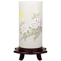 盆提灯: つむぎ 牡丹 木製 電気コード式